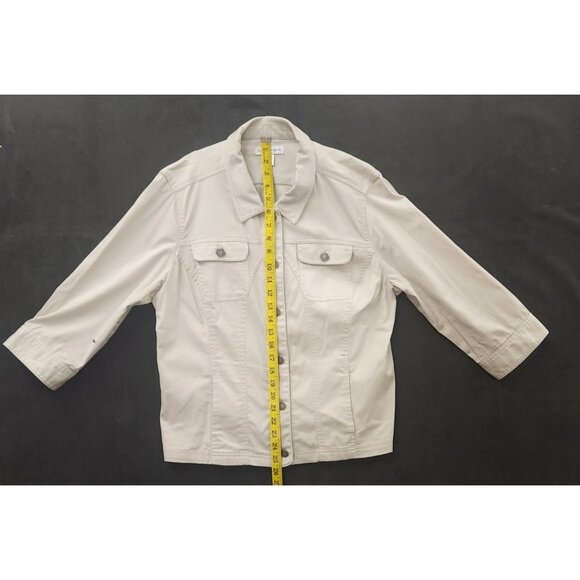 Christopher & Banks Beige Button Front Womens Jacket Size L Lightweight Casual - Picture 7 of 16